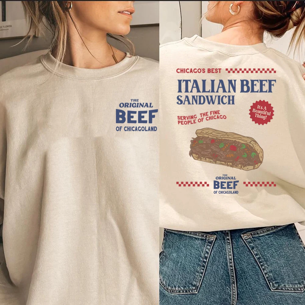 

Tv Show The Bear Sweatshirt Front and Back Print Hoodie Italian Beef Sandwich Shirt The Original Beef of Chicagoland Sweatshirts