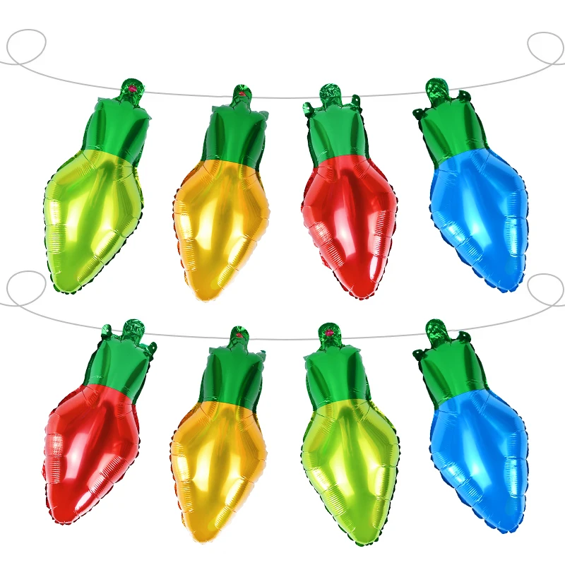 8pcs Christmas Light Bulb Foil Balloon Xmas Color Light Bulbs Balloons Christmas Themed Party Decor Props New Year Decoration