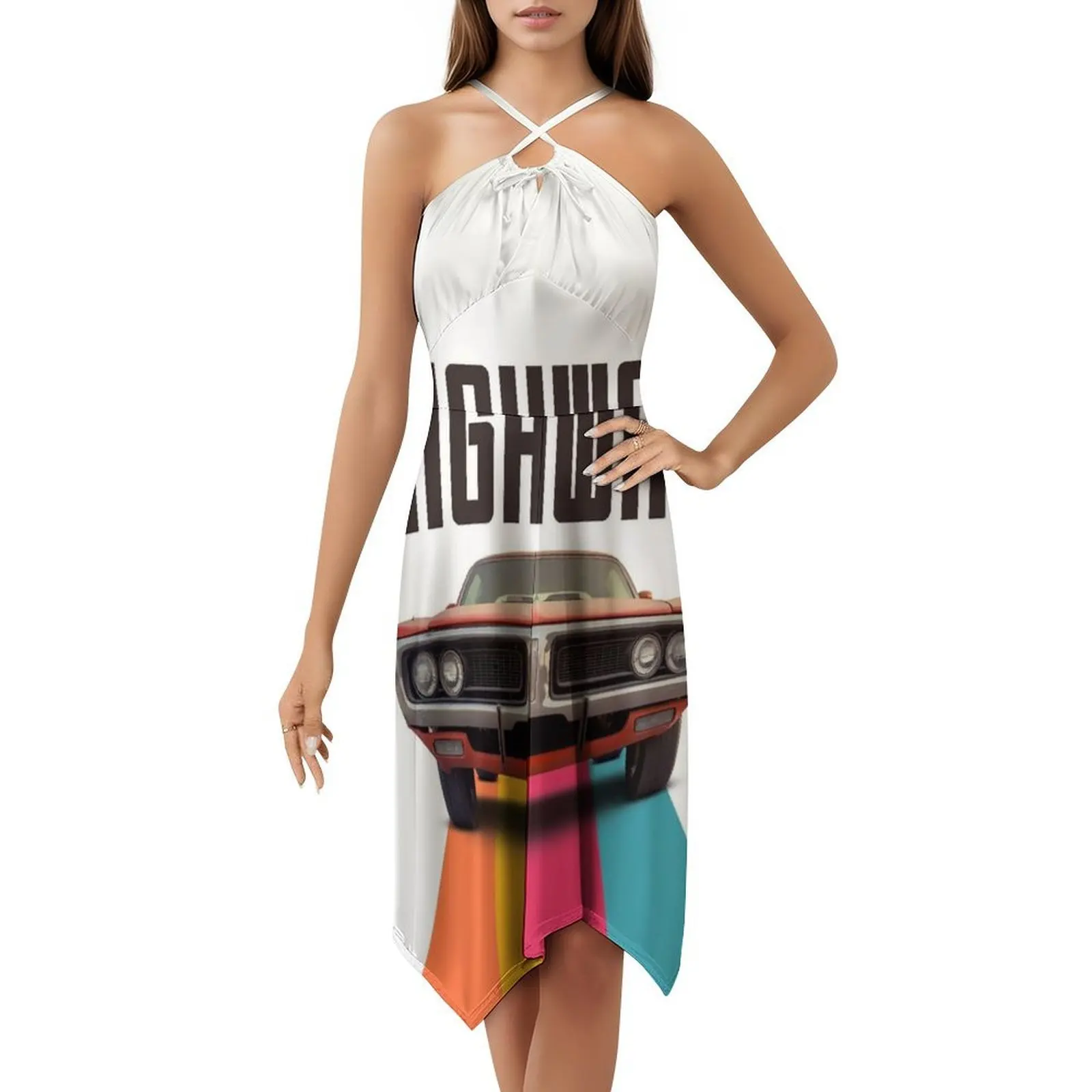 فستان حفلات أنيق للنساء على الطريق السريع على شكل حرف a مع خيارات قصيرة/طويلة/بدون أكمام لرحلة الطريق السريع والمرحلة الحرة للنساء #5