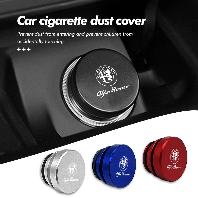 For Alfa Romeo Car Alloy Cigarette Lighter Plug Cover Dust Protection Cap Interior Accessories GT Stelvio F1 Brera Volante
