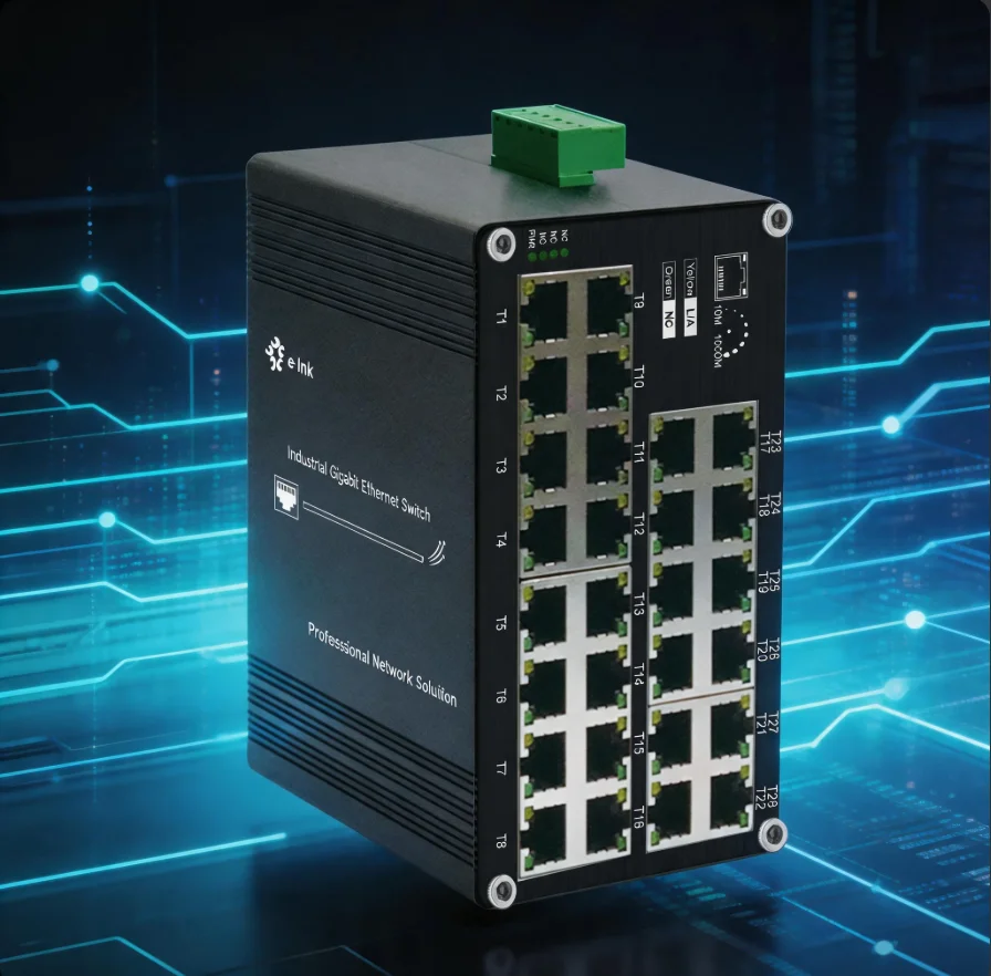 Industrial Switch Din Rail Gigabit - E-link LNK-IMC028G, 28포트 기가비트 산업용 이더넷