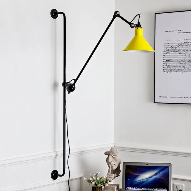 Vintage Long Swing Arm wall light Nordic Rotatable Metal Wall Lamp for Living Room Study Bedroom LED reading lamp