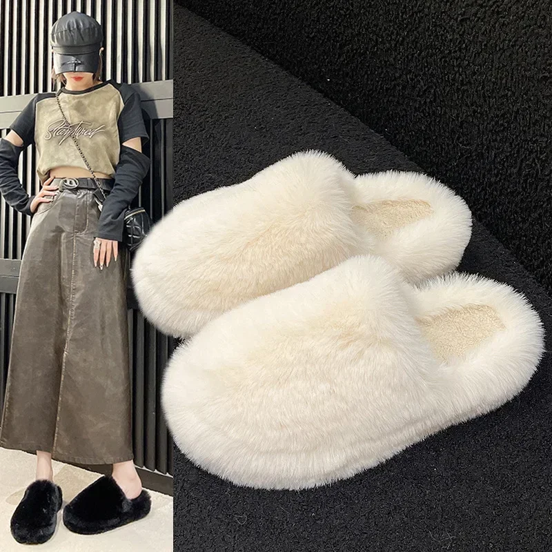 المرأة سميكة القاع نِعال من الفراء داخلي ملابس خارجية الخريف الشتاء نمط جديد المنزل مريحة نعال من القطن غطاء الرأس #1
