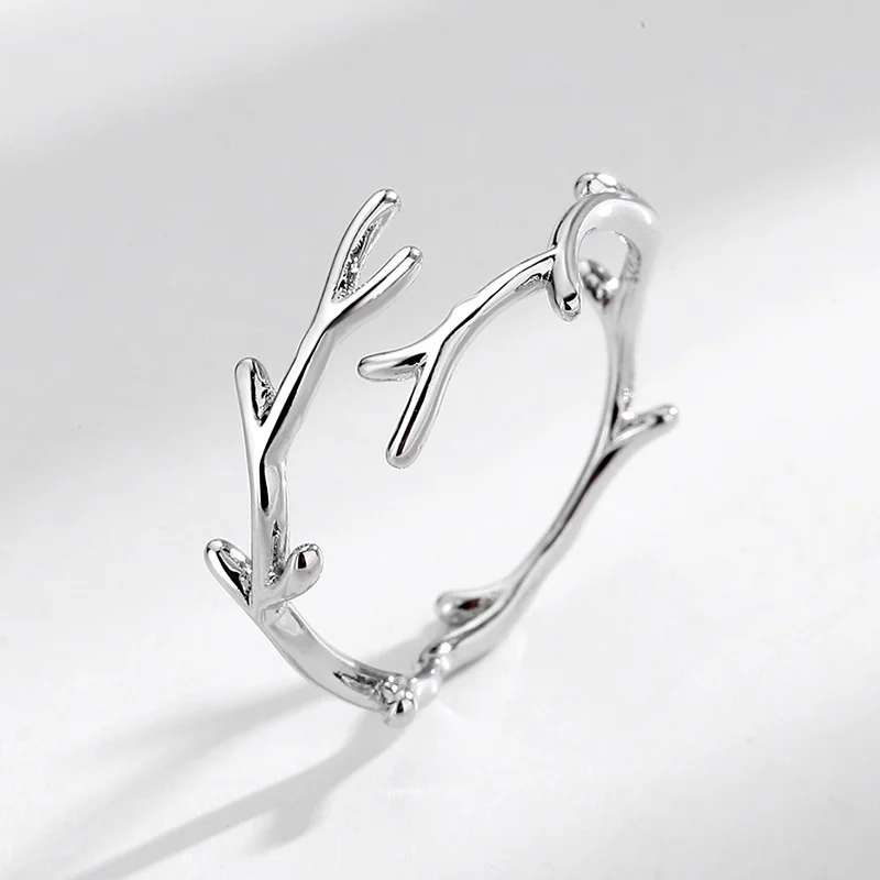 925 Sterling Silver Minimalism Geometric Tree Branch Index Finger Rings Sweet Open Adjustable Ring For Women Party Jewelry Gift