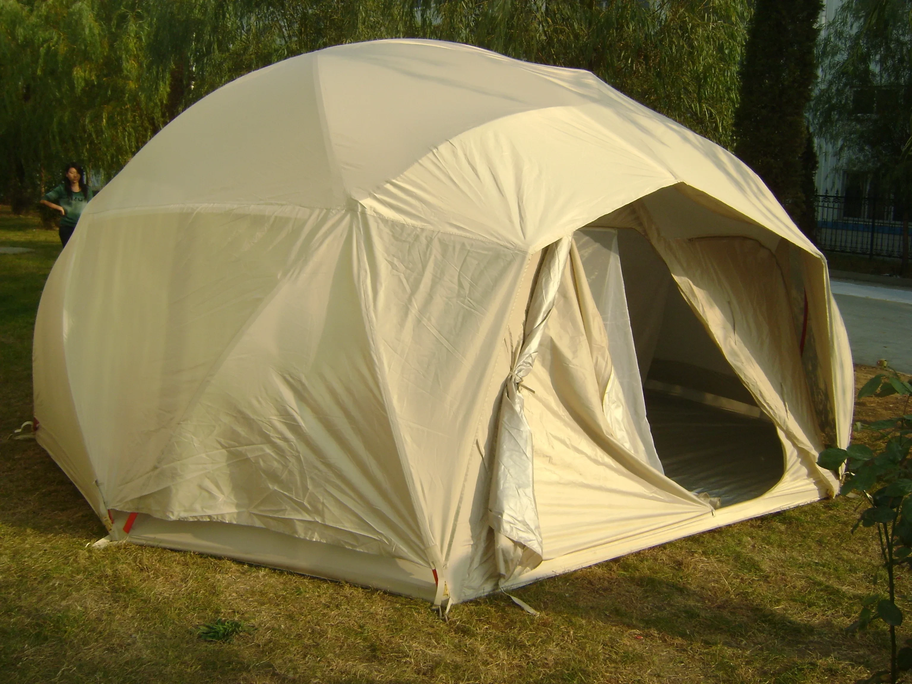 ge-Geodesic Dome Tent For 6-8 Person Four-Season Double Layer PVC Cotton & Canvas Waterproof Quick Opening Outdoor Camping