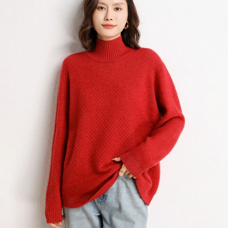 

2023 Autumn And Winter Loose Style Clothing 100% Goat Cashmere Thicker Women Oversize Sweaters Soft Knitwears