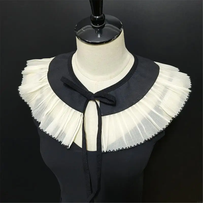 Colar falso destacável com borda preta e design fácil combinar com qualquer roupa