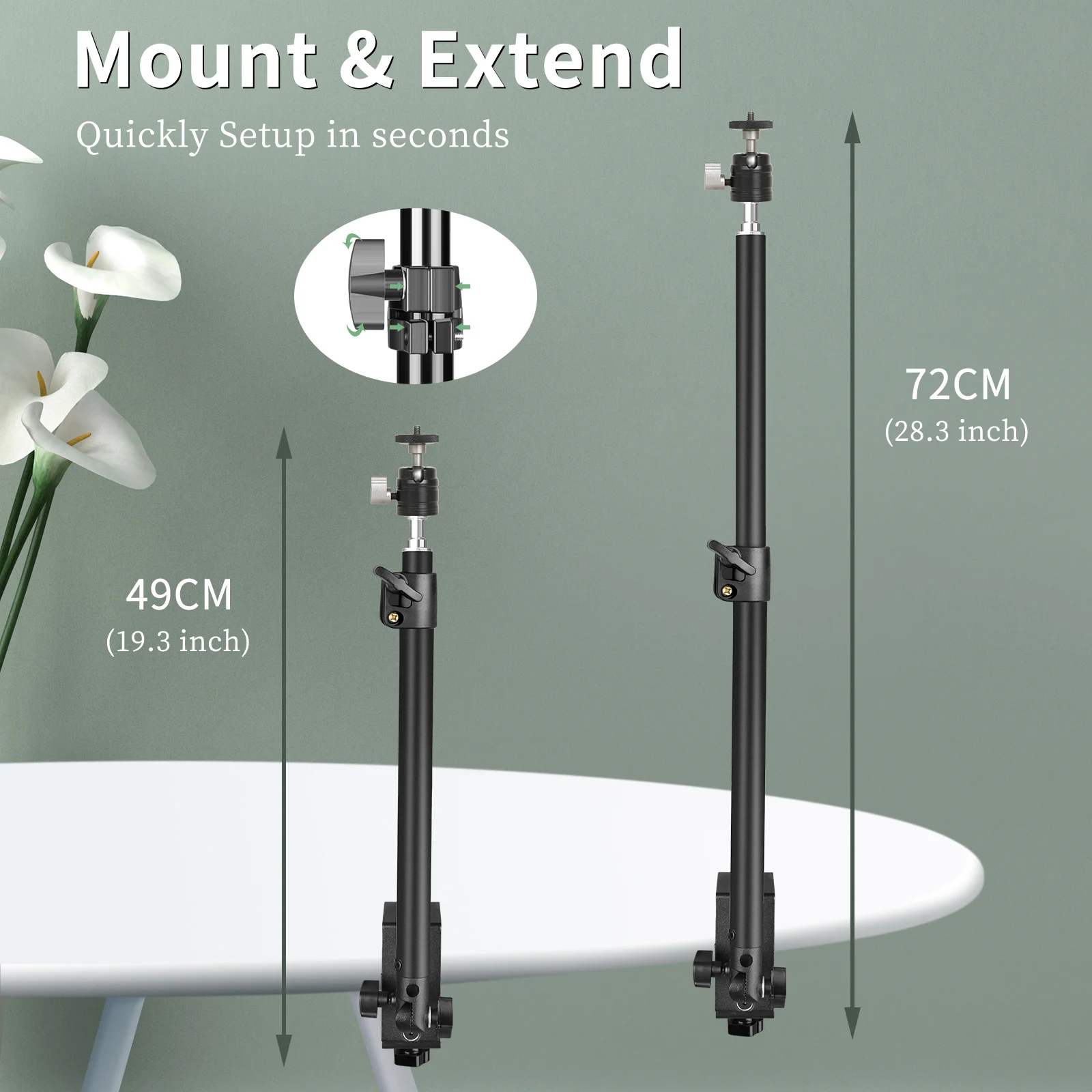 Desktop Clip Tripod Standing Desk Monitor with 1/4