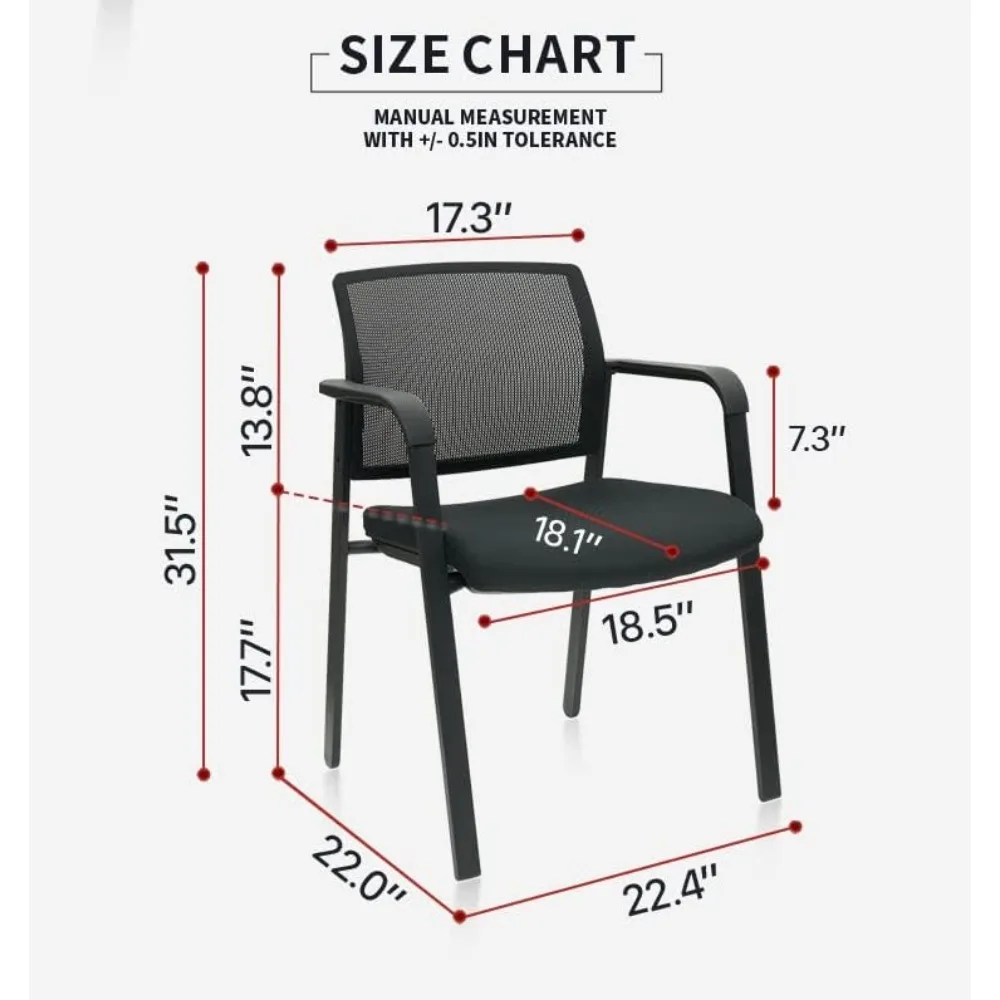 Mesh Back Stacking Arm Chairs with Upholstered Fabric Seat and Ergonomic Lumber Support 4 Pack Set New Version,  School Chairs