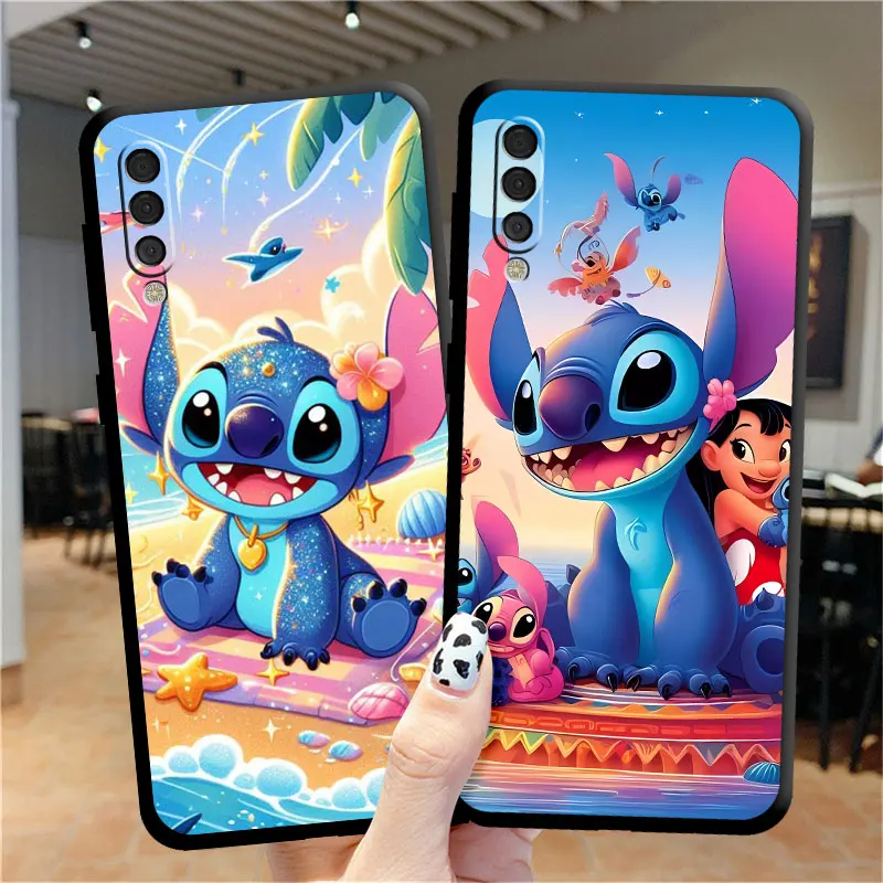 Case For Samsung Galaxy A50 A70 A30 A20e A40 A03 A03s A04 A10 A02s Note 20 Ultra 10 Plus 9 8 Phone Cover Cartoon Cute Stitch