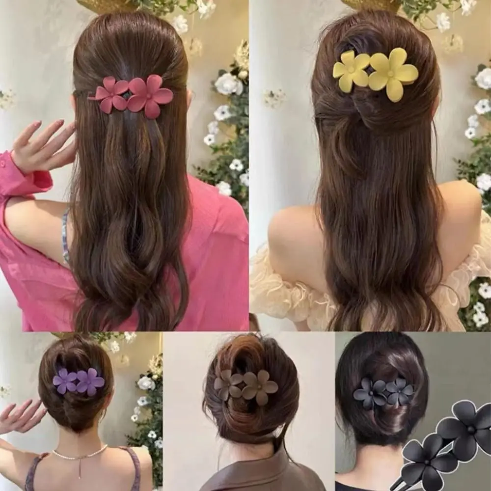 

7 PCS Lay Down Flat Flat Hair Claw Clips Frosted Matte Flower Barrettes Non-Slip Strong Hold Hair Accessories Beach Party