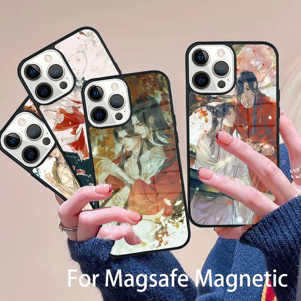 

Aesthetic Chinese style Tian Guan Ci Fu Phone Case Magesafe Magnetic Wireless Cover For IPhone 16 11 12 13 14 15 Pro Max Plus