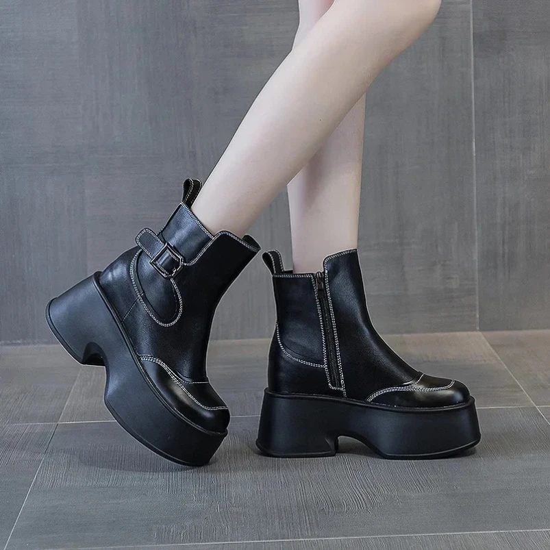 

2025 г., женская обувь из натуральной кожи, зимние теплые плюшевые ботинки, хлопковая обувь, удобная новая женская обувь, модная повседневная обувь