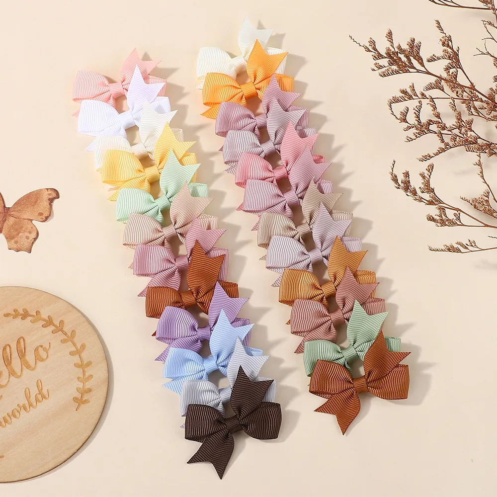 Juego de 24 Lazos para el Cabello con Cinta Miniatura para Niñas, Pinzas para el Cabello, Pasadores de Seguridad para Niñas, Juego de Pasadores para el Cabello de Boutique Infantil