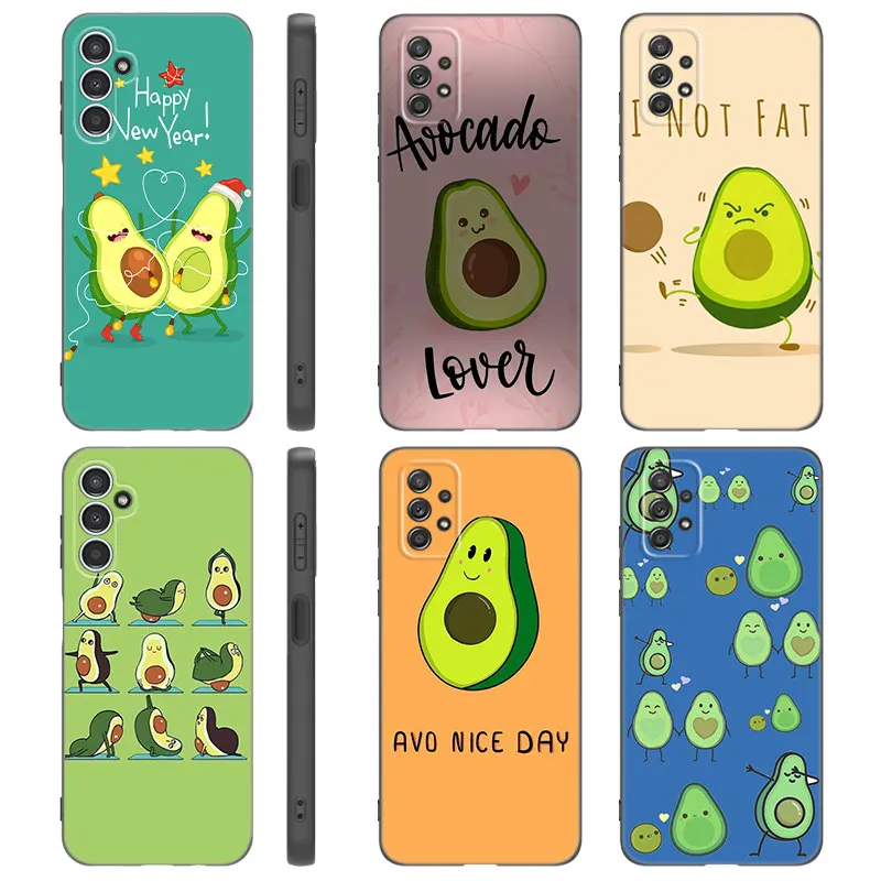 Cute Happy Avocado Case For Samsung A13 A22 A24 A32 4G A23 A25 A34 A35 A52S A53 A54 A55 A73 5G A12 A14 A15 A31 A33 A50 A51 A72