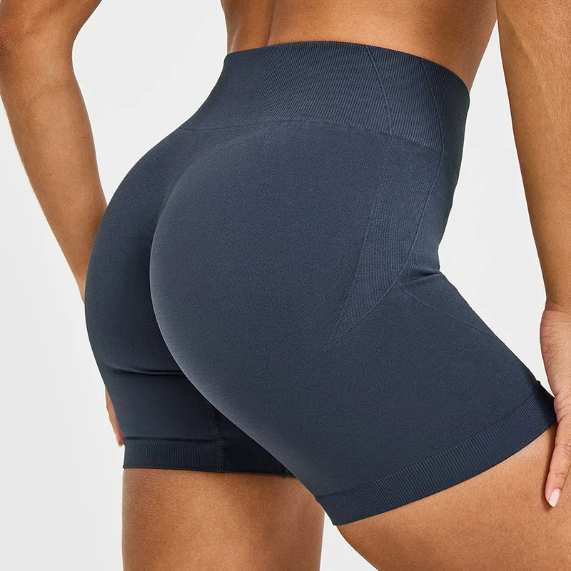 ENYFD Women's EnhanceLift Seamless Yoga Shorts - High Waisted Tummy Control Anti-Squat Stretch Fitness Shorts for Gym & Running