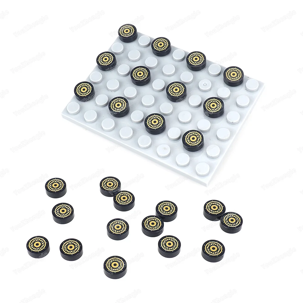 Gold Concentric circles Grill Pattern Building Block 98138 Printed 1x1 MOC figures Party Speaker Accessories set Model Gift Toys