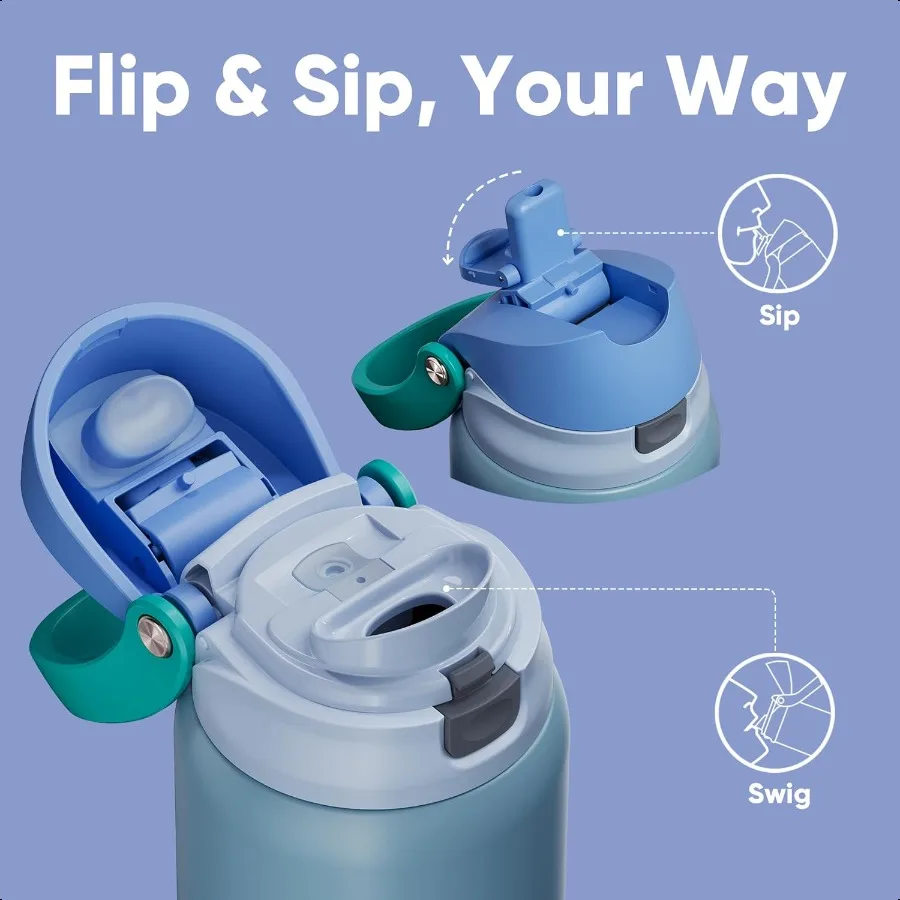 Geïsoleerde roestvrijstalen waterfles met rietje Lekvrije sportwaterfles voor schoolreizen Houdt de hele dag koud OneTouch Fli