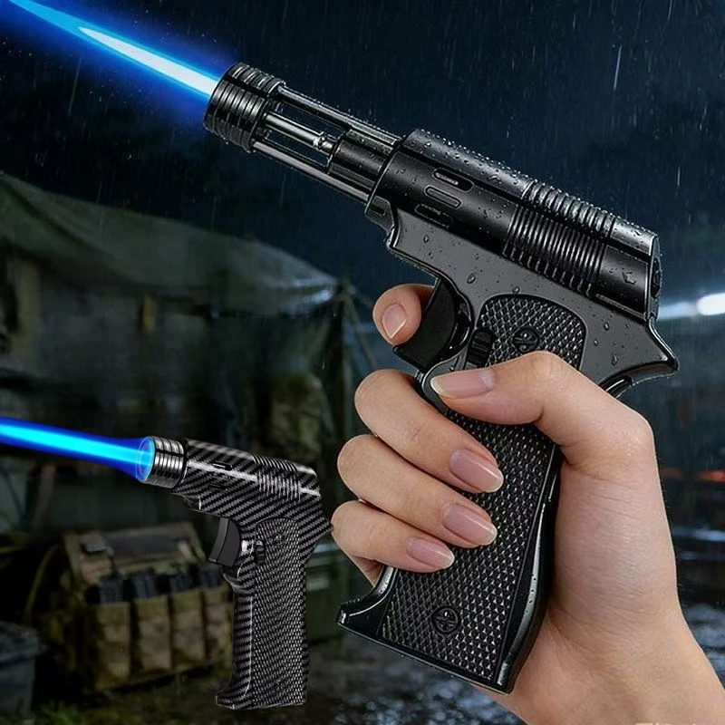 

High Firepower High Temperature Retractable Nozzle Welding Gun Windproof Blue Flame Butane Gas Torch Safety Lock Switch Lighter