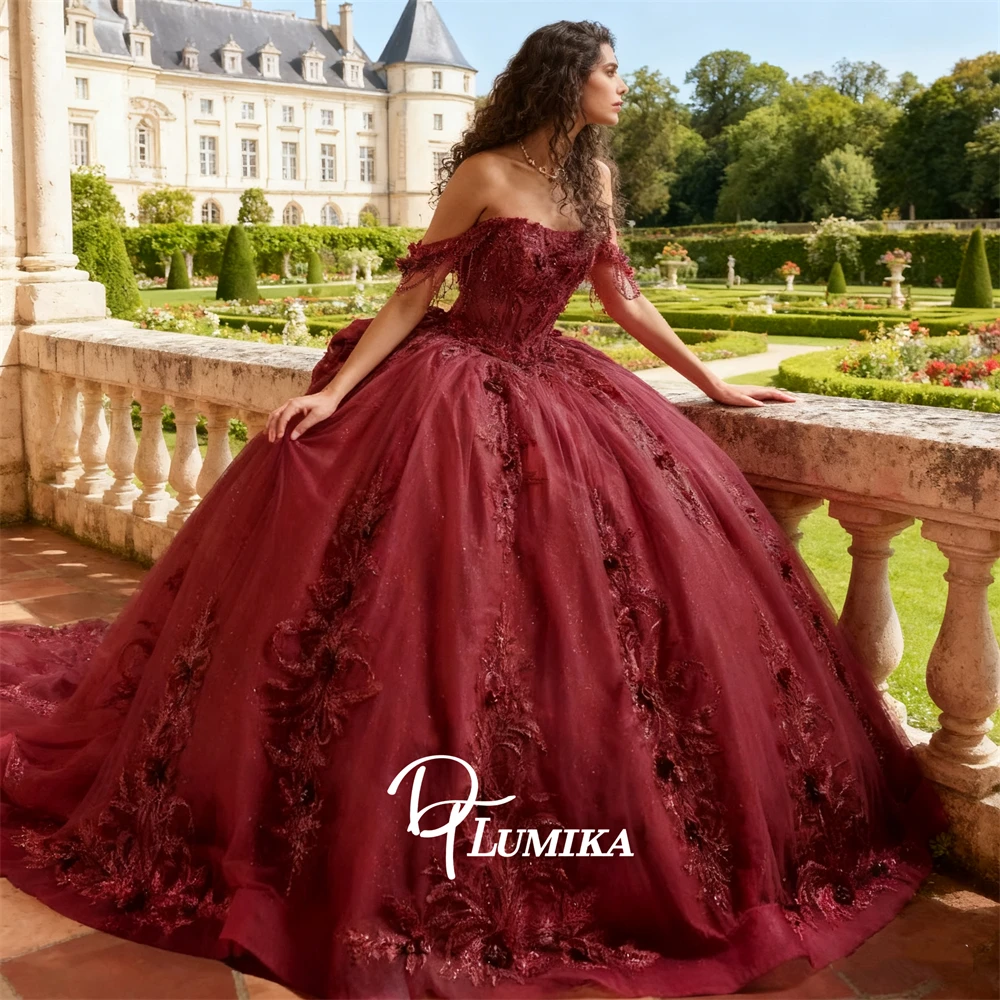 

Beaded Lace Appliques Quinceanera Dress for Women Off the Shoulder Ball Gown Prom Queen Dresses Communion Sweet 15 Dresses