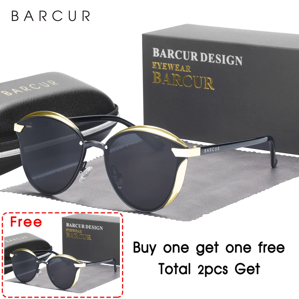 BARCUR Stijl Gepolariseerde Zonnebril Voor Vrouwen Catmore Ronde Zonnebril Dames Dames Eyewear Accessoire UVAB Bescherming
