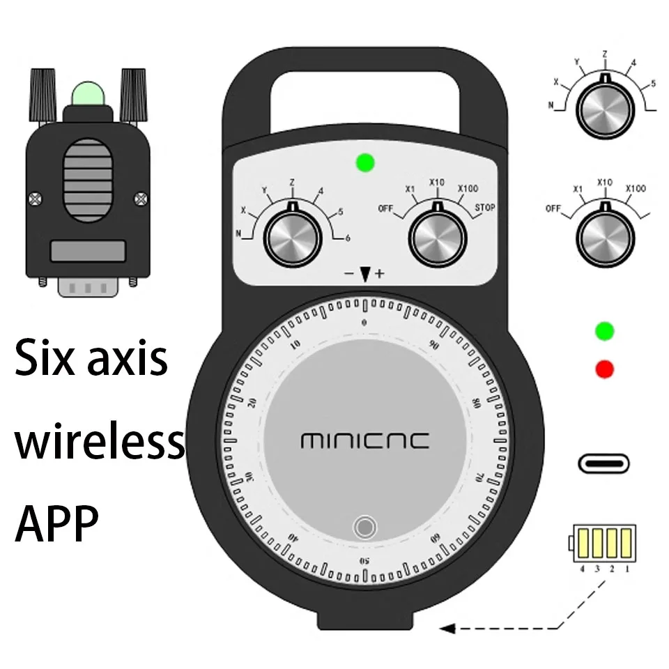 Wireless Electronic Handwheel Mach3 Engraving Machine Cnc Machine Tool Weihong Jingdiao Handpulse App External Antenna