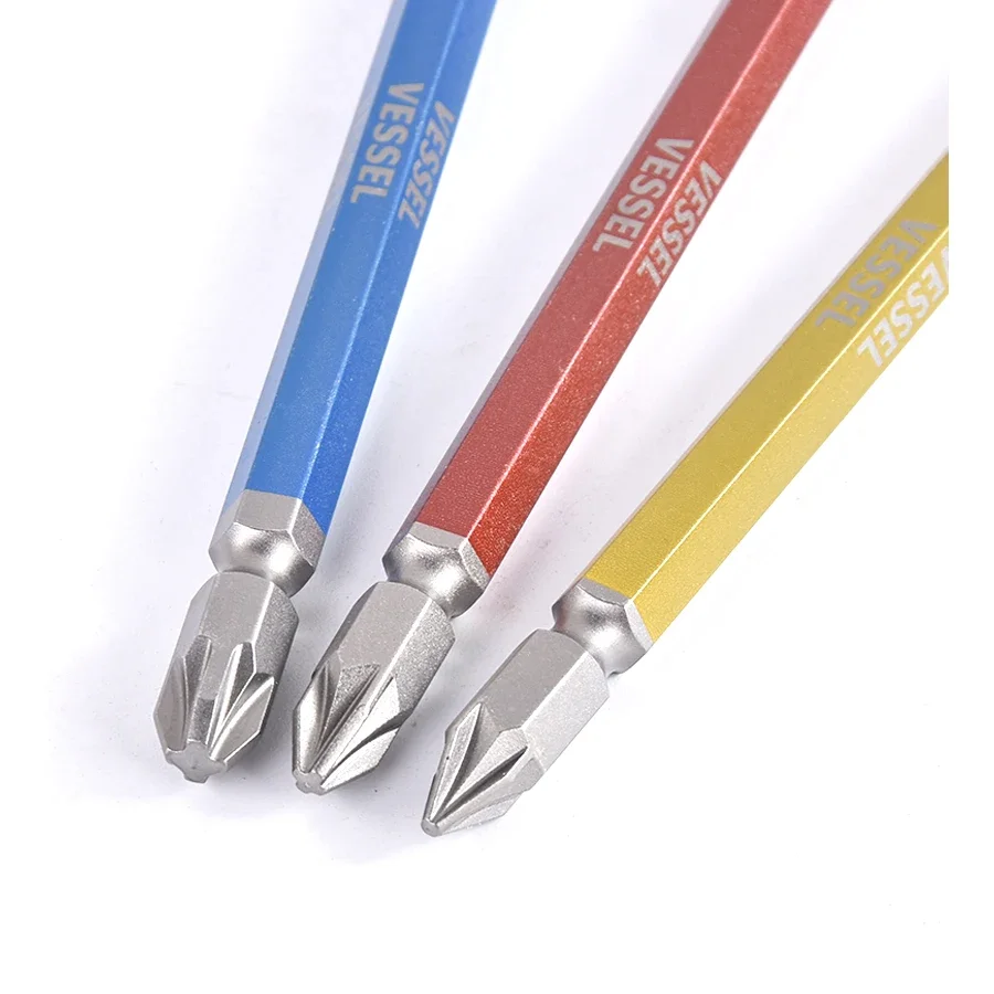 VESSEL مفك مغناطيسي بت 1 قطعة 110 مللي متر نهاية مزدوجة POZIDRIV GO-SAI PZ1 PZ2 PZ3 بت رقم سلسلة GSPZ #5