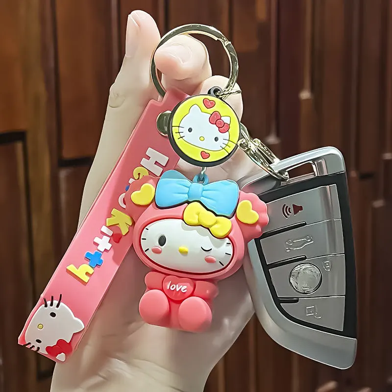 Sanurgente-Porte-clés Hello Kitty Anime Cartoon, Porte-clés de voiture Cinnamoroll, Pendentif poupées, Ornements de sac à dos Kawaii, Cadeaux pour amis