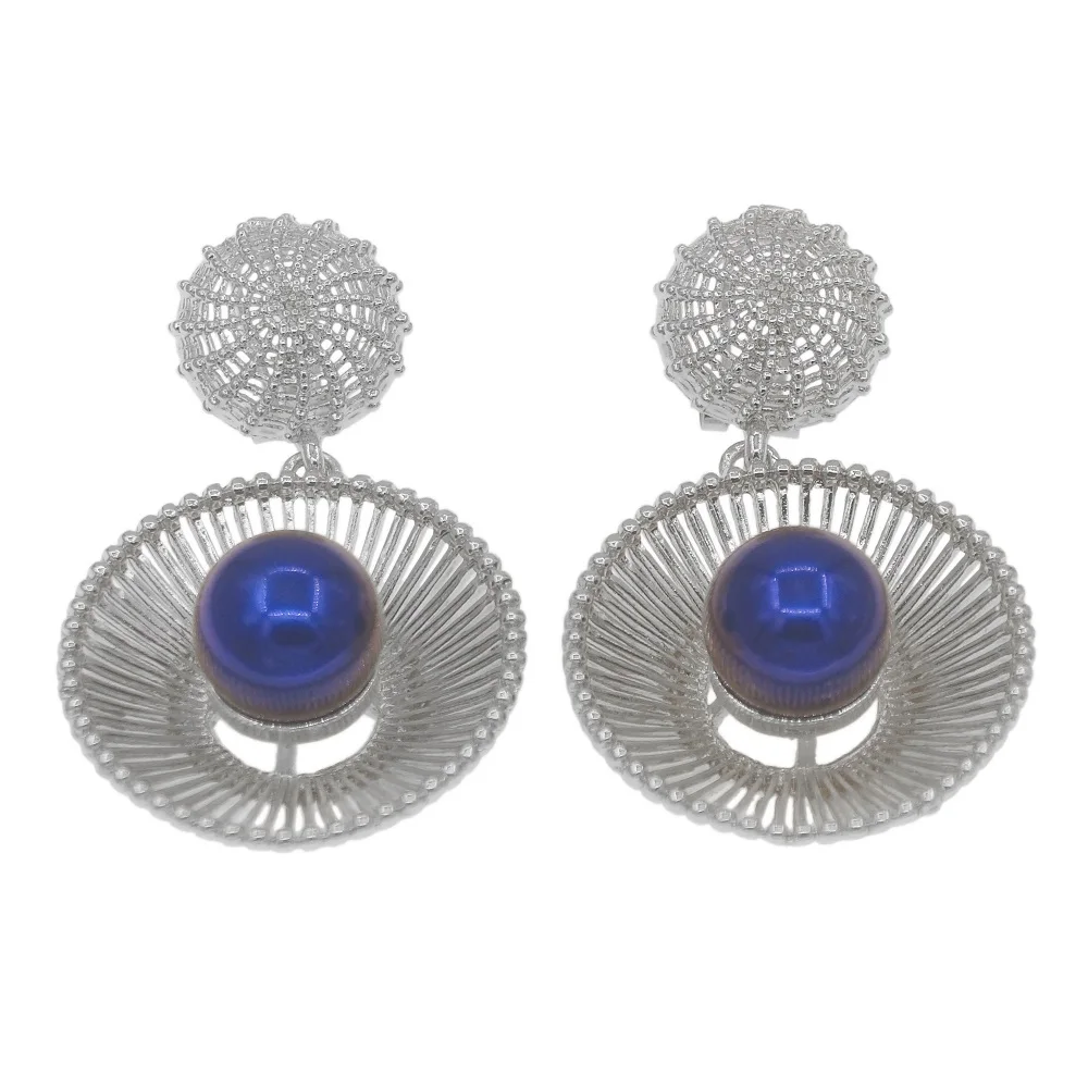 Zhuerrui Fashion Silver Hollow Earrings With Blue Stone For Women Gold Plated Jewels Set Wholesale Free Shipping E0129