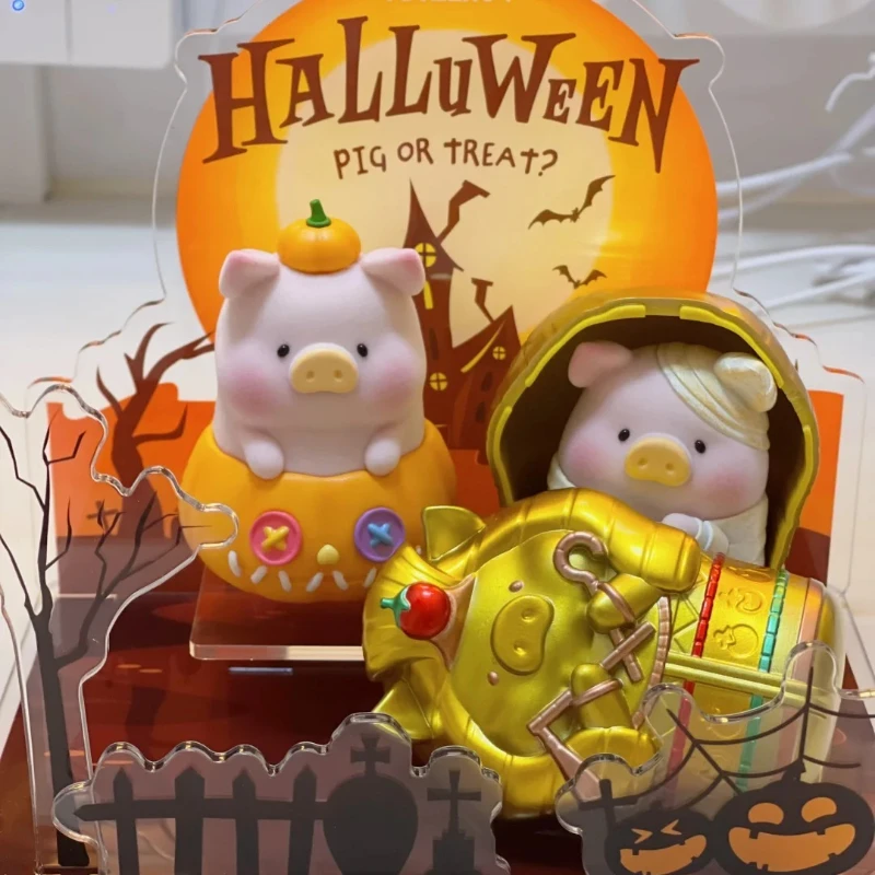 Lulu The Piggy Halluween Surpries CAN2 Series Piggy Action Figure Surprise Bag Cute Flocking Doll Anime Figure Decor Model Toys
