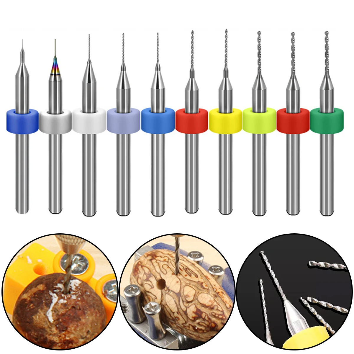 

10ps 0.1-1mm Tungsten Steel Fried Twists Drill Micro Engraving Drill Hole Fixed Drill Print Circuit Board Mini CNC Drilling Bit