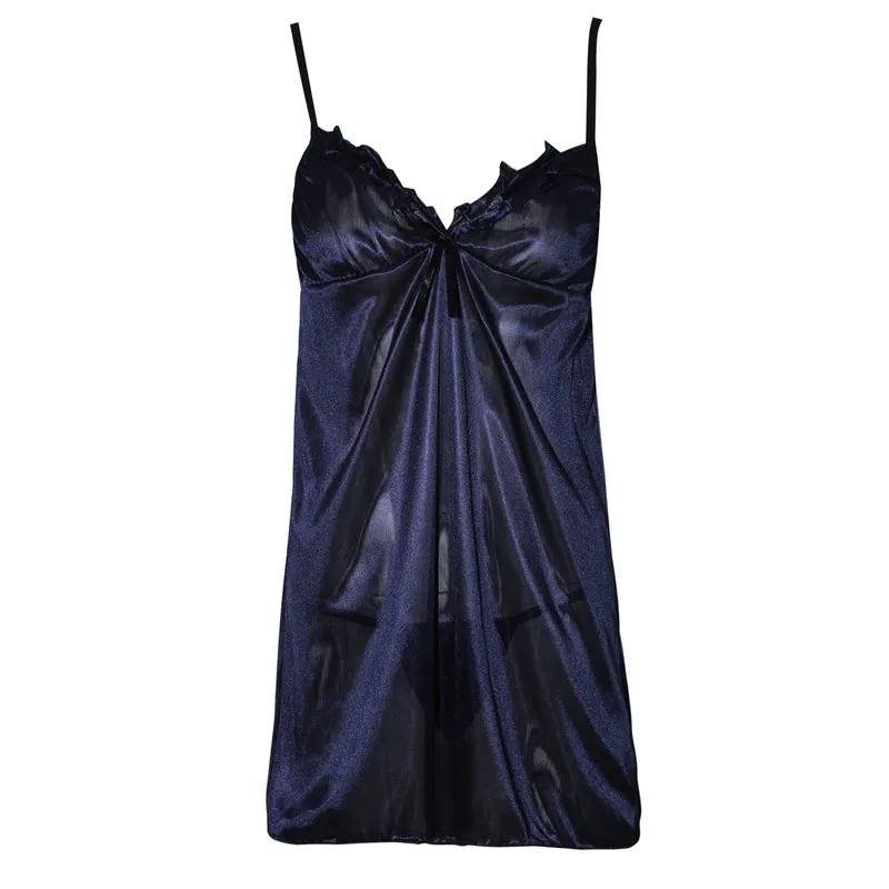 Women Sling Lace Sleepwear Female Sexy V Neck Nightdress Sexy Nightdress Lace-up Cutout Flower Silky Comfortable Sleepwear