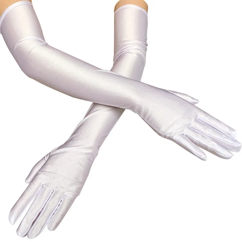 Guantes largos de elasticidad fina para mujer, guantes negros elegantes para boda, Festival, Fiesta, rendimiento, guantes góticos