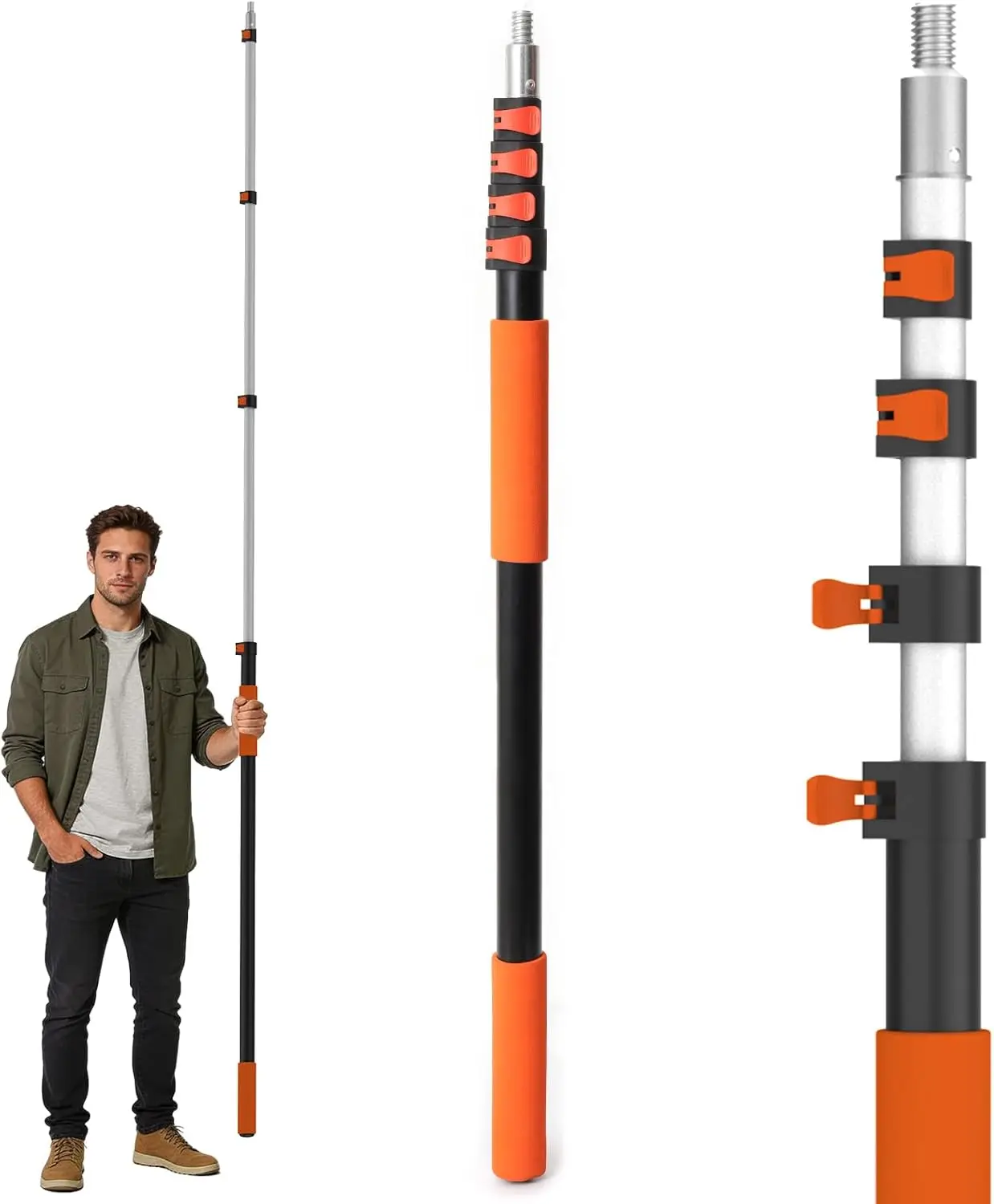

Телескопическая штанга 26 футов, удлинитель 5-20 футов с фиксатором Flip Lock, портативная алюминиевая палка для малярных валиков и мытья окон