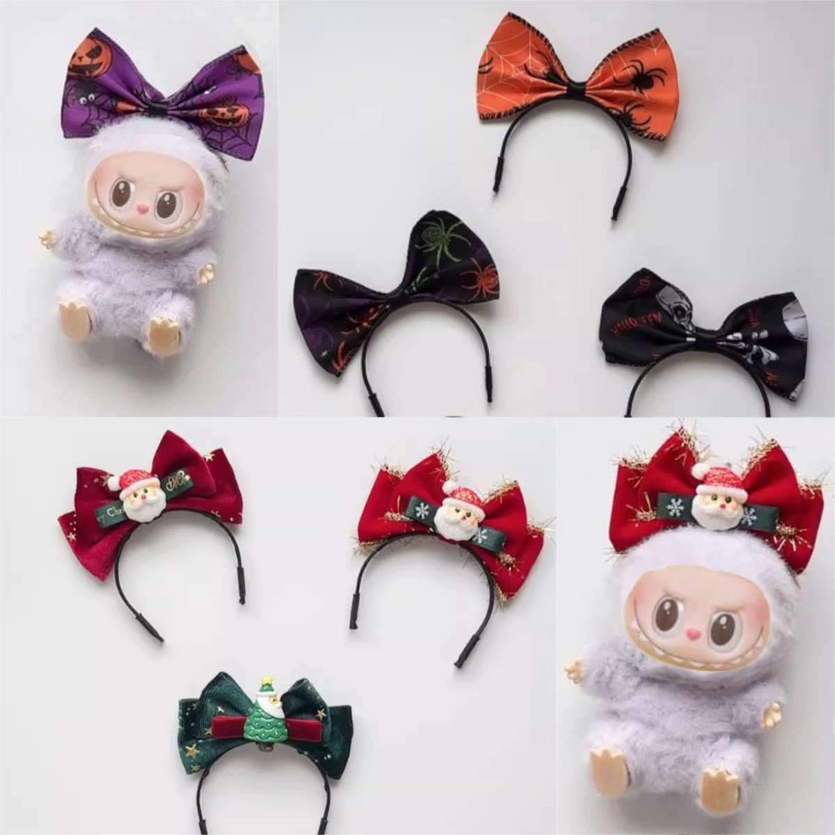 

(Hair Accessories Only) for 17cm Labubu Accessories Christmas Tree Santa Claus Headband Doll Halloween Christmas Gift