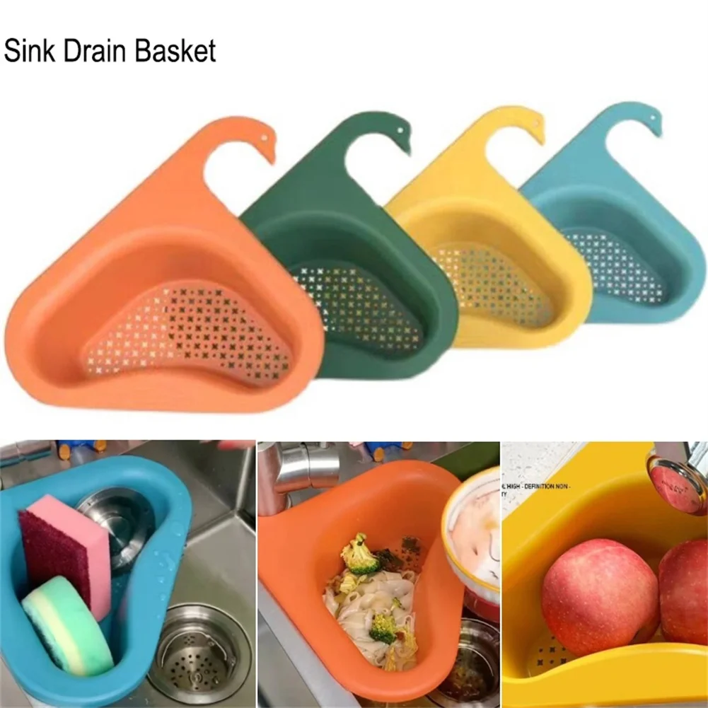 Kitchen Sink Strainer Leftover Drain Basket Soup Garbage Filter Multifunctional Hanging Drainer Rack Fruit Vegetable Drainer