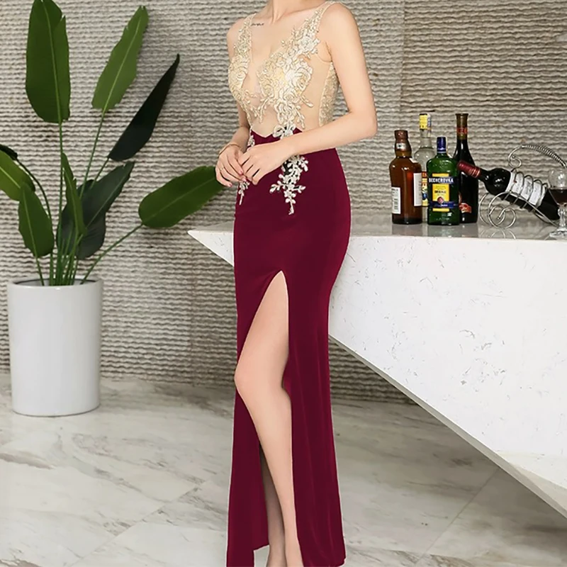 Women Slim Evening Dress Sexy Elegant Evening Gowns V-Neck Off Th Shoulder Woman\'s Formal Party Vestidos Shiny Bridesmaid Dress