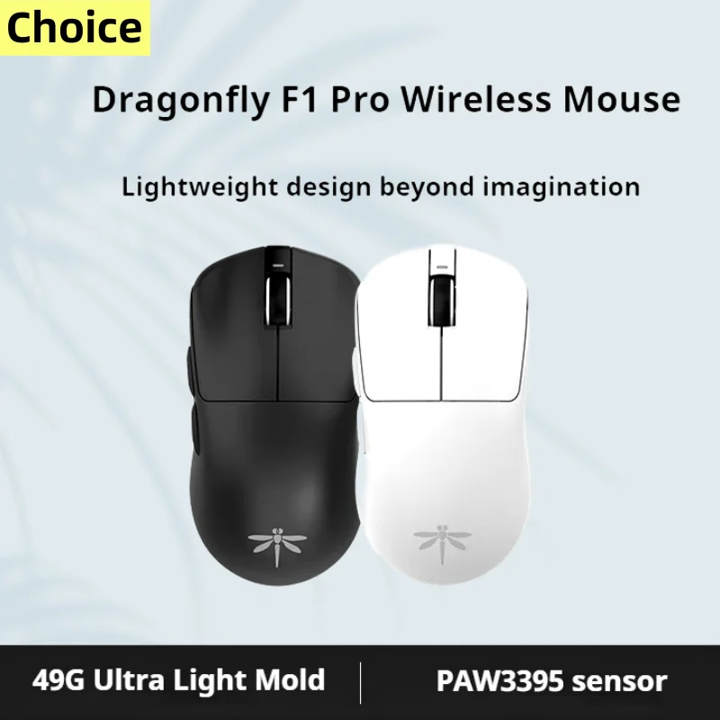 

VGN dragonfly f1 Gaming Mouse Wireless 2 Mode Mouses Paw3395 F1 Custom Mouse Long Palytime Lightweight Game Mouse Gift,Black