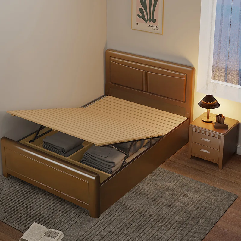 Односпальная кровать 1 метр 1,2 метра Кровать для пожилых людей 1,35 Хранение 1,5 секунды Спальня 0,9 Массив дерева