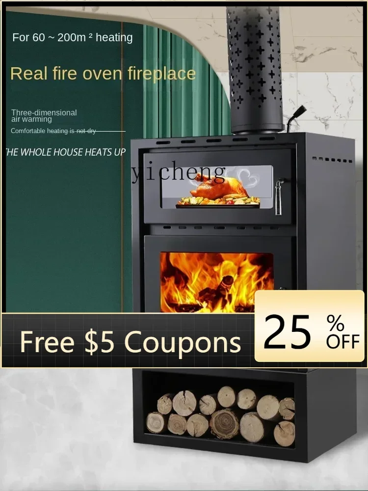 Real Fire Oven Fireplace Wood Burning Fire Heating Stove Firewood Burning Fire Villa Rural Embedded Stove