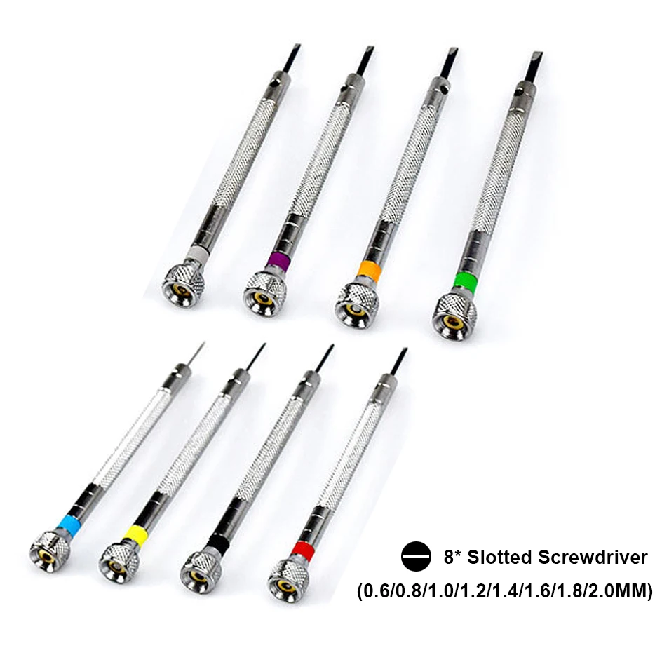 13PCS Watch Tool Repair Screwdriver Set with spare 0.6mm-2.0mm Slotted/Cross Screwdriver kit Professional Watchmakers Watch Tool