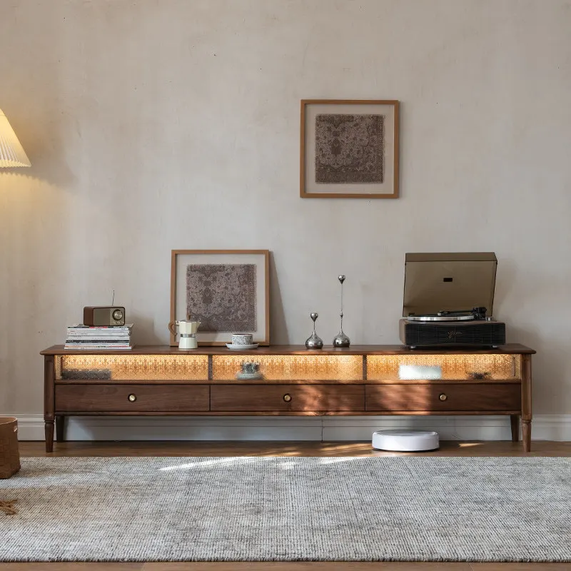 

Storage Nordic Drawers Tv Table Design Organizer Walnut Minimalist Tv Stand Modern Floor Universal Fernsehtisch Furniture