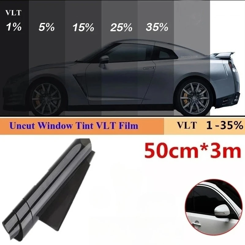 

1/5/15/25/35% VLT Car Window Tint Film 50cm×3m UV Protection Heat Insulation Privacy Sun Shade Glass Sticker Foils
