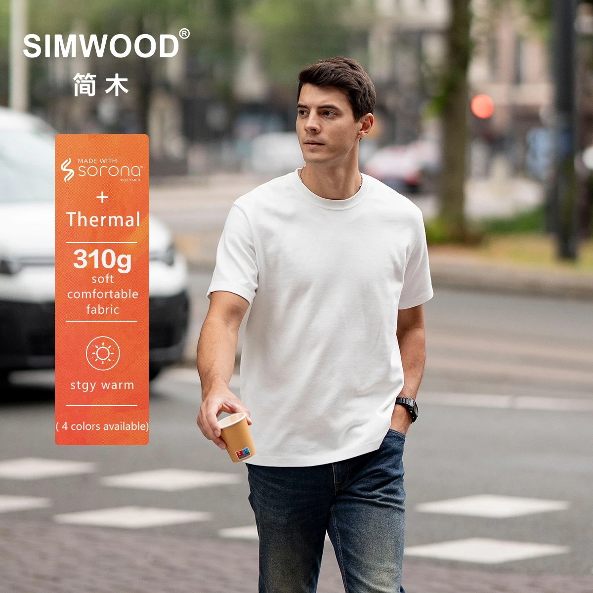 

Мужская футболка 310 г/м2, мягкая матовая внутренняя часть, комфорт SIMWOOD, стандартная посадка, основы премиум-класса, защита от скатывания и дышащая для мужчин