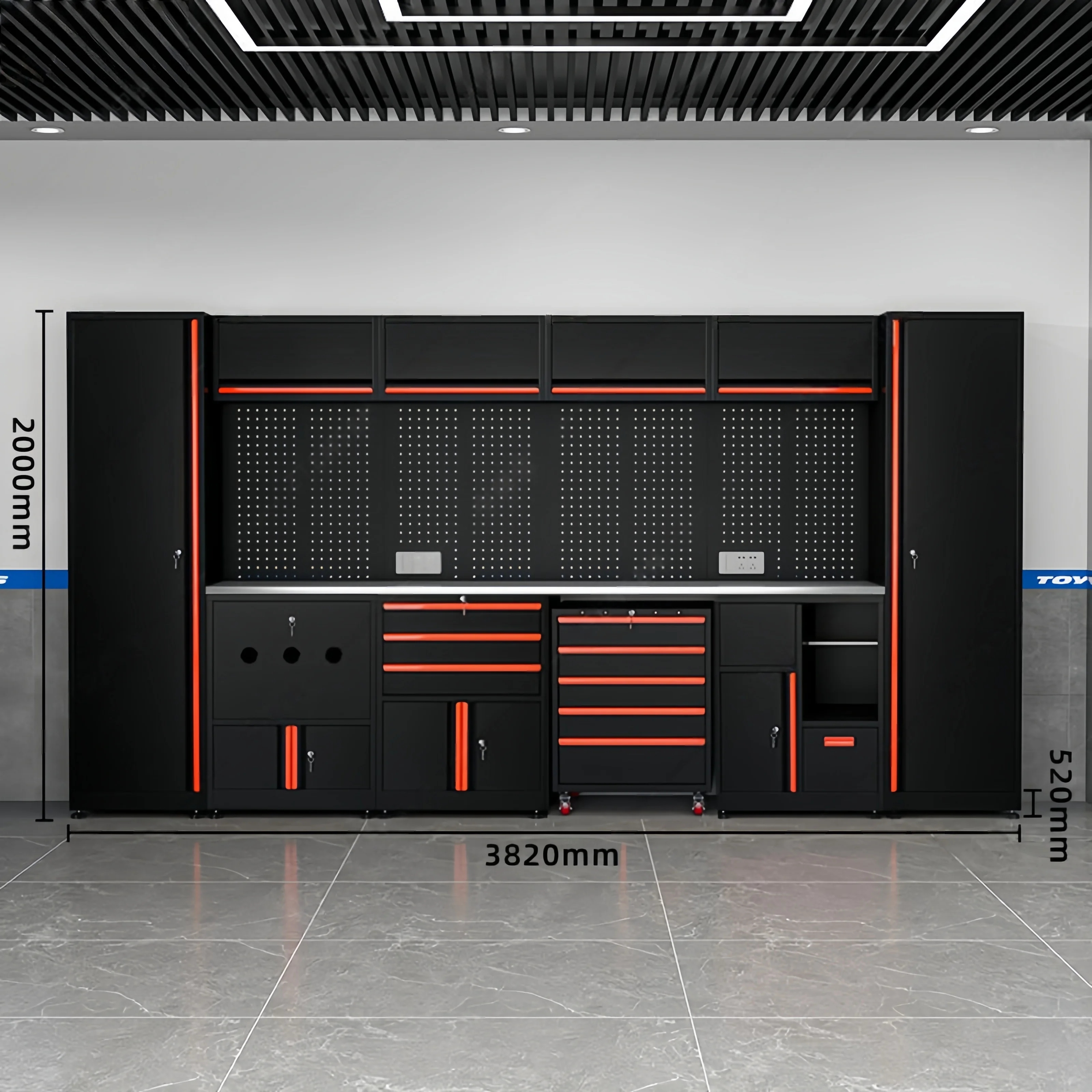 Integrated Modular Heavy Duty Steel Tool Cabinet Suitable For Storage Solution Professional Automotive Shop Metal Workbench