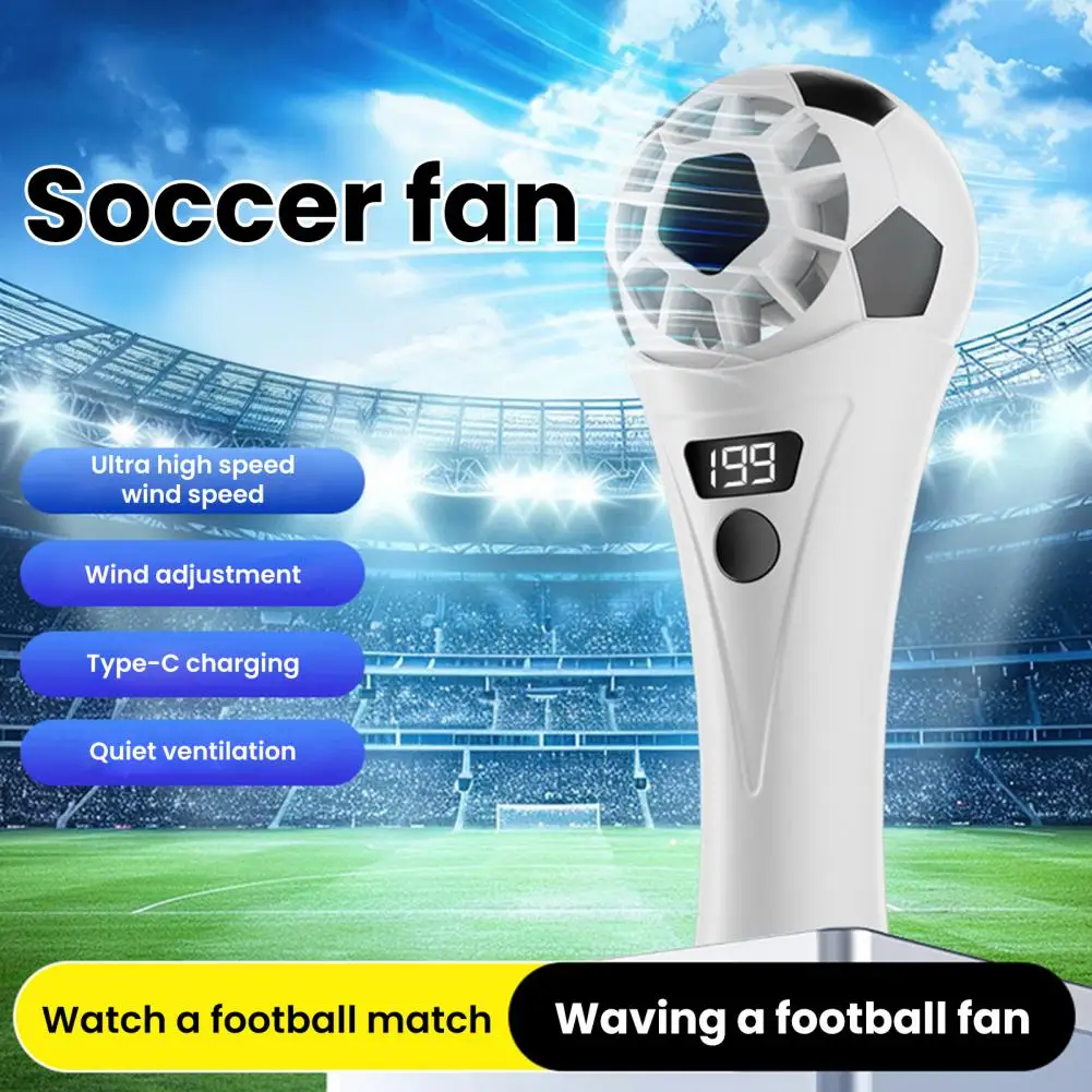 Soccer Handheld Fan, Compact USB Portable Fan With 199 Speeds, Football Shape Cooling Fan For Game Day Sports Gift
