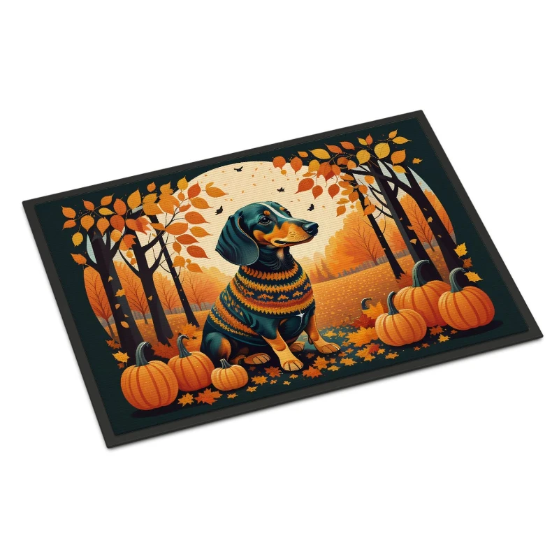 

Осенний дверной коврик с таксой, коврик для передней двери - нескользящий моющийся коврик для входа в помещении и на открытом воздухе, идеальный подарок на новоселье и свадьбу