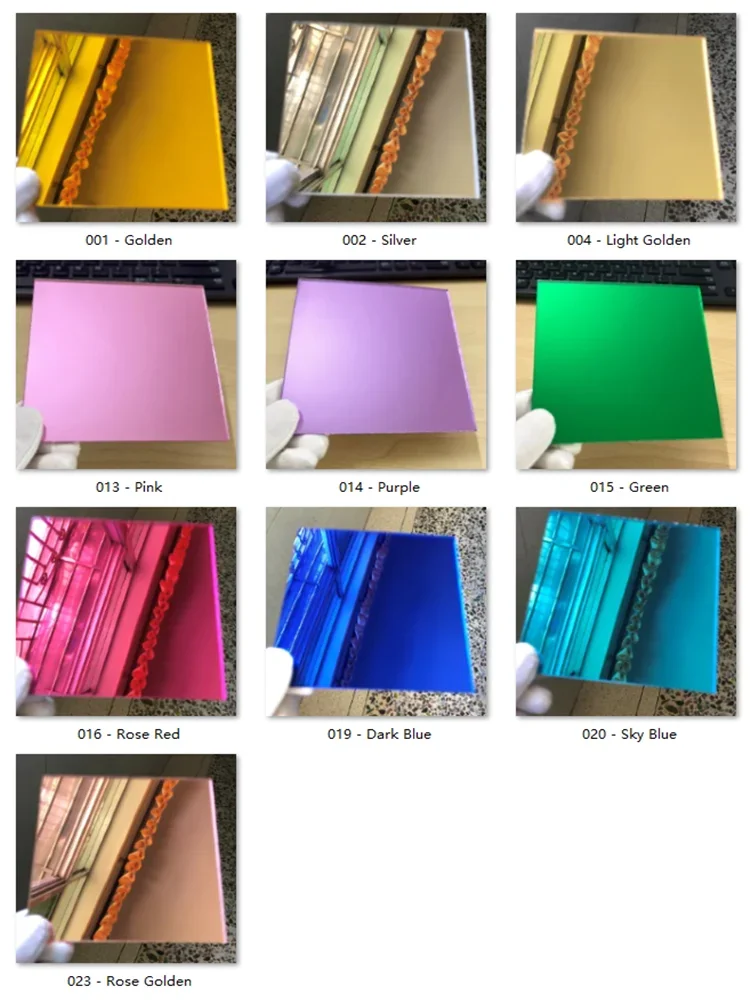Single Side Mirror PMMA Plexiglass Panel, 2.8mm Thick Acrylic Plate, 10 Colors for Jewelry, Craft & DIY Decoration