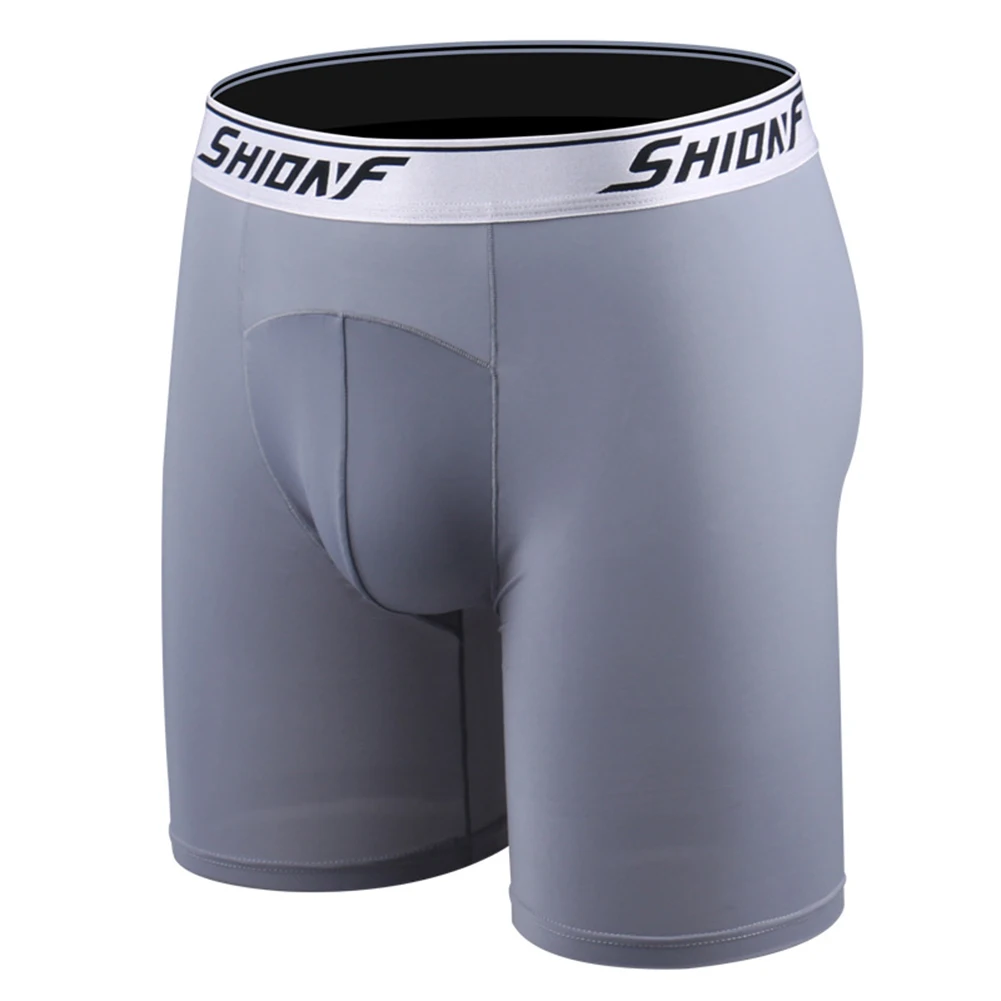 Cueca boxer masculina com bolsa respirável, cueca boxer fina de seda gelada projetada para tamanhos grandes com conforto leve