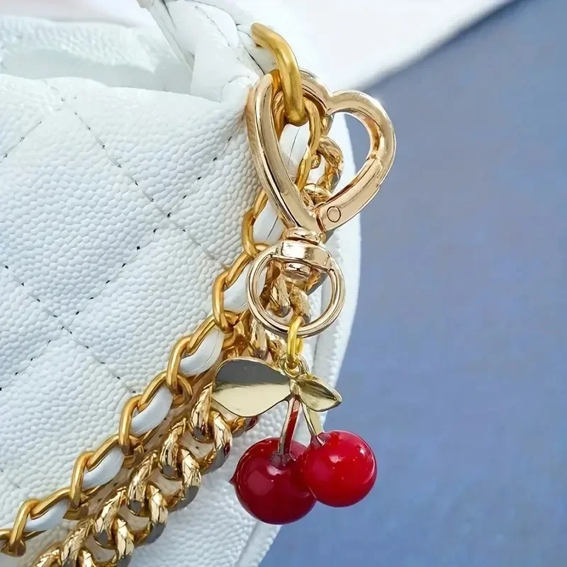 Cherry Blossom Heart-Shaped Bag Charm Durable Lobster Clasp DIY Bag Accessory Perfect Gift For Women Romantic Token Of Love